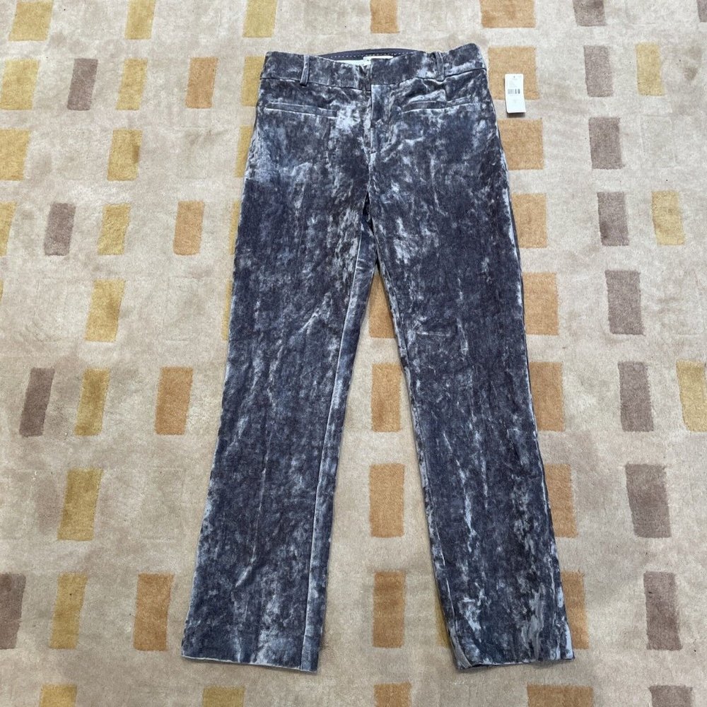 Anthropologie grey gray crushed velvet slim ankle pants nwt 2